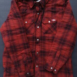 Dickies Water Repellent Flannel Hoodie Shirt Jacket Relax Fit Large Work Wear